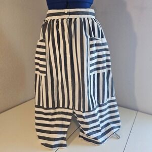 Who What Wear gray white cotton striped button up skirt